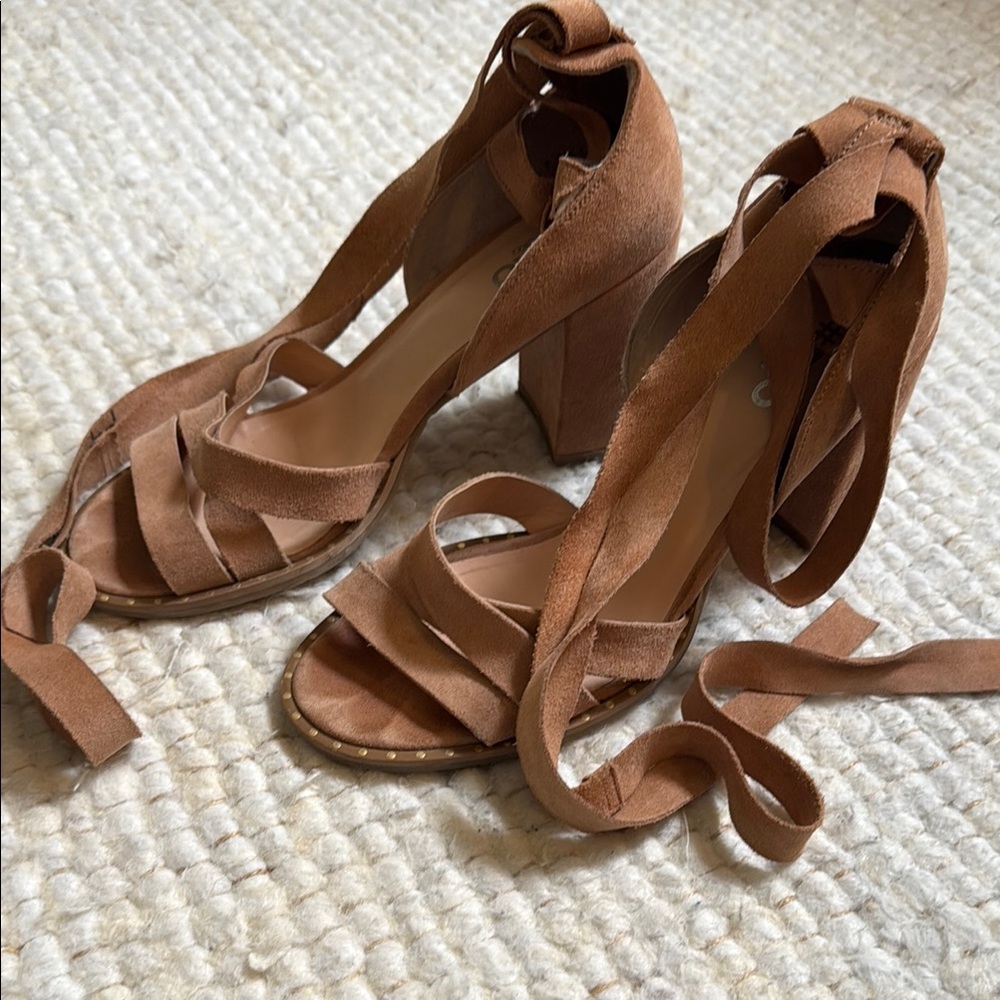 Aldo Tan Heels with Elegant Wrap-Around Straps